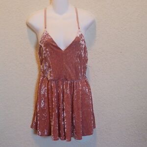 FAVLUX Blush Pink Velvet Strappy Dress Size Medium